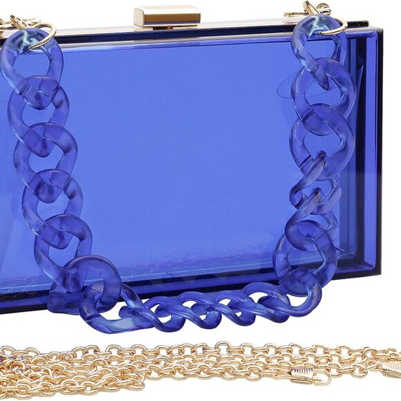 Women Acrylic Transparent Evening Bags Purses Clutch Vintage Banquet Handbag - Picture 1 of 6